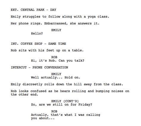 intercut phone conversation screenplay.